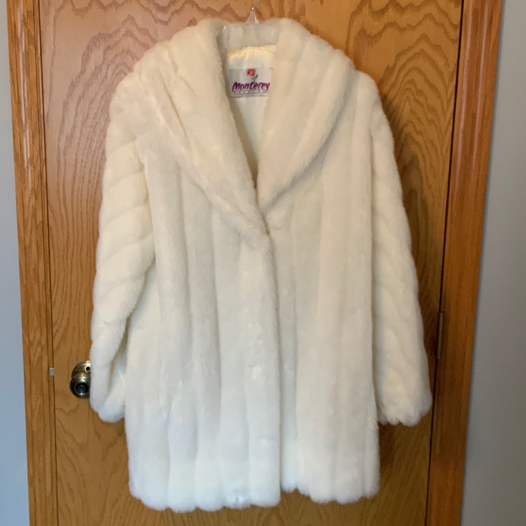 Monterey Fashions  Vintage White Faux Fur Coat